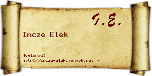 Incze Elek névjegykártya